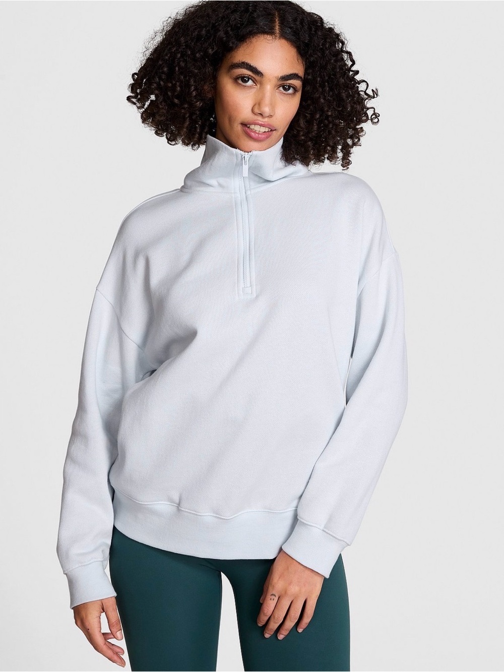 PINK by Victoria’s Secret Campus Fleece Half Zip Sweater, Size Large